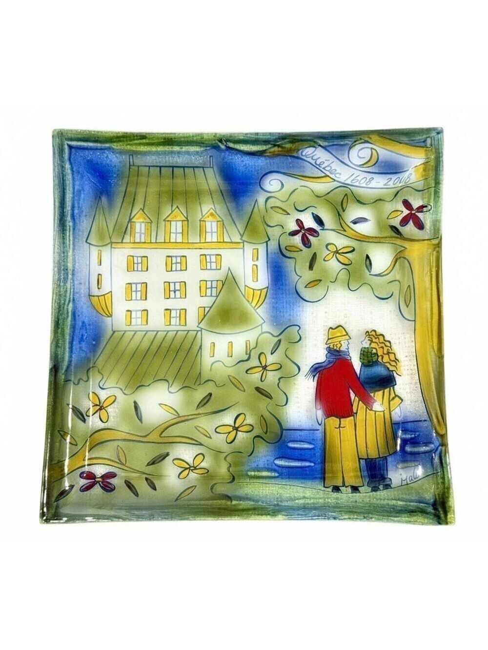 Hand-Painted Fused Glass Plate - Isabelle Malo Château Frontenac Quebec City Art